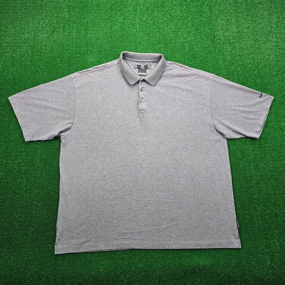 Nike Golf Polo Shirt Mens 2XL Gray Short‎ Sleeve Vintage Y2K Casual Dri Fit